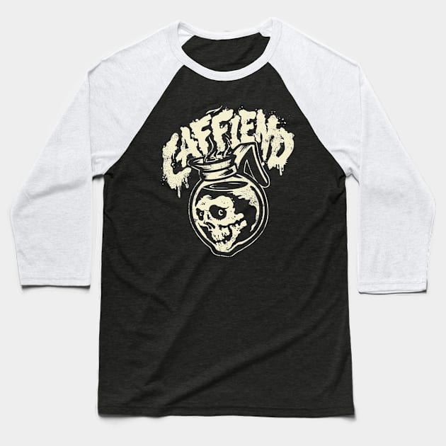 Caffiend Baseball T-Shirt by heartattackjack